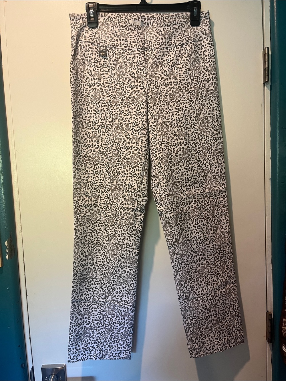 LISETTE Black and White Leopard Print Chinos